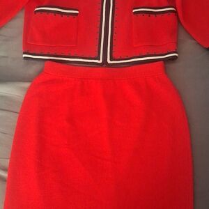 St. John Vibrant Red Skirt Set
